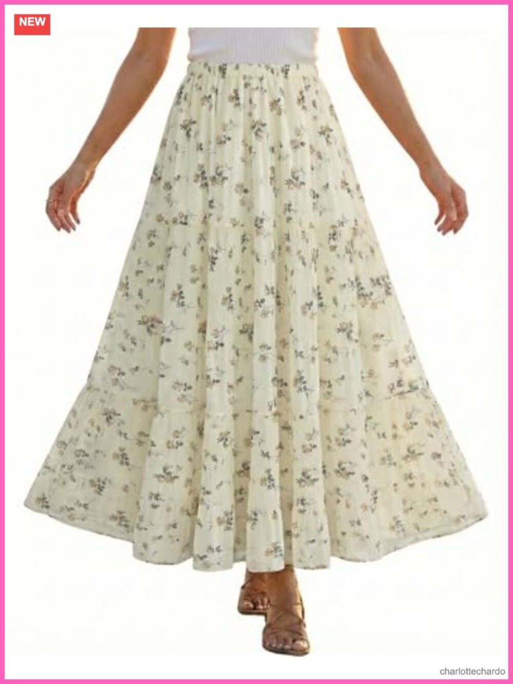 Chiffon Pleated Maxi Skirt High Waisted Flowy A-Line Long Skirt with Lining